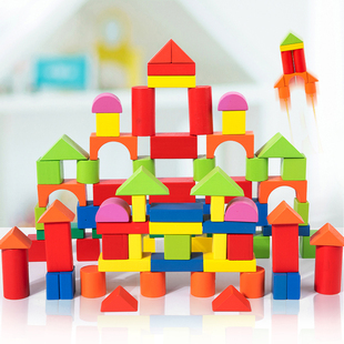 木制儿童大颗粒积木拼装玩具，益智力实木质，宝宝幼儿园大块宝宝儿童