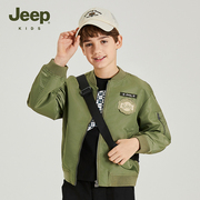 jeep童装儿童夹克2024春秋，款棒球服飞行员，潮流工装风男童外套