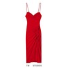 欧美女装   女神范吊带裙ins法式抽绳设计性感大腿修身红色连衣裙