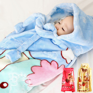 婴儿抱被初生宝宝被子秋冬款外出加厚包毯子(包毯子，)珊瑚绒包被斗篷背抱毯