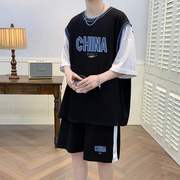 13-16岁青少年运动服套装男17大童潮流篮球服初中学生帅气短袖t恤