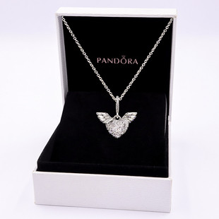 pandora潘多拉纯银项链，女锁骨链天使之翼398505c01圣诞礼物，送女友