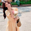 鹅黄色泡泡袖法式超仙连衣裙女夏季韩版气质高腰显瘦初恋长裙