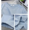 大码蓝色刺绣英文纯棉韩系T恤女宽松短袖上衣设计感