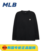 韩国MLBt恤百搭小标圆领宽松长袖打底衫休闲纯色上衣男女同款