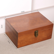 高档桌面收纳盒木盒子带锁zakka明信片文件整理箱长方形大号木证