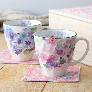 ceramic日本进口和蓝马克杯12月花季耐热陶瓷，茶杯可爱女士咖啡杯