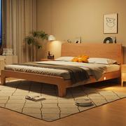 原木全实木床现代简约1.8米双人床橡木主卧1.5米单人床日式小户型