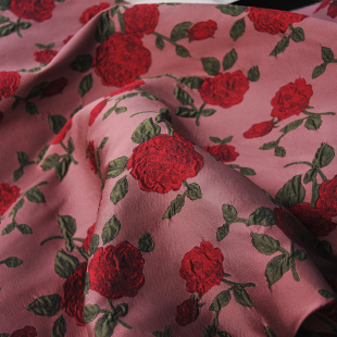 提花玫瑰花布料沙发抱枕面料窗帘服装料子盖布碎花小样布头