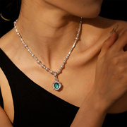2.16小宝S925银碎银子灰珍珠项链女锁骨链小众设计时尚2023年
