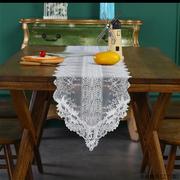 法式白色桌旗蕾丝镂空长条桌布装饰茶巾电视柜台盖布桌巾