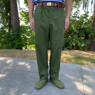 65老式的确良涤卡70年代军绿色裤子男大裆工装裤红卫兵黄色演出服
