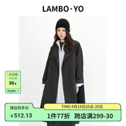 LAMBOYO原创设计2024年春季大衣口袋单排扣防风门襟中长款风衣女