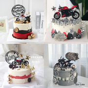 摩托车蛋糕装饰摆件，男士男神生日蛋糕烘焙配件，甜品台装扮插件