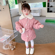 女童冬季棉衣2023儿童加棉加厚冬装，女宝宝洋气中长款韩版棉服