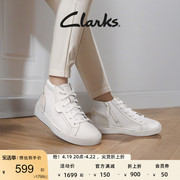 clarks其乐女鞋秋冬高帮运动板鞋，时尚拼接运动板鞋，侧拉链短靴女