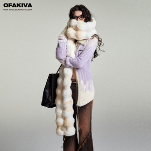 ofakiva“叠化新雪”豆乳，软fufu围巾，冬季中长款保暖围脖