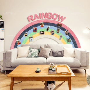 rainbow彩虹创意毛毡板墙贴幼儿园，儿童房环保软木板区角装饰