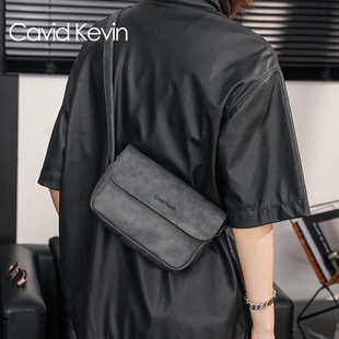 Cavid Kevin欧洲复古单肩包男包休闲斜挎包真皮背包时尚青年方包