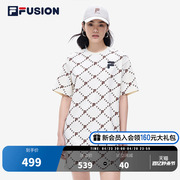 filafusion斐乐潮牌连衣裙女2024夏季时尚宽松款，圆领短袖连身裙