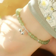 夏季清新小绿珠显白脚链，铃铛女清透复古ins小众，设计高级感冷淡风