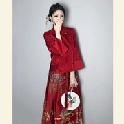 新中式国风红色马面裙敬酒服龙年改良汉服结婚礼服套装女秋冬