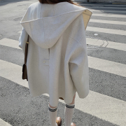 韩版秋冬双面羊绒大衣女中长款连帽宽松小个子高端加厚羊毛呢外套