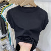 黑色t恤女短袖2024夏季冰丝，针织薄款设计感小众，打底衫无袖上衣潮