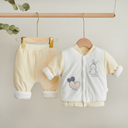 婴儿秋冬棉衣保暖套装加厚棉袄新生儿衣服0-3-6月男女宝宝冬夹袄