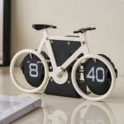 创意自动翻页时钟客厅玄关装饰品家居办公室桌面电子自行车钟表