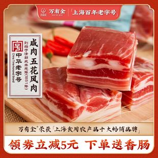 万有全咸肉五花肉上海南风，肉腊肉腌肉，腌笃鲜老字号特产咸猪肉450g