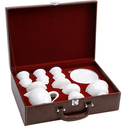 家用羊脂玉白瓷茶具套装陶瓷，整套简约功夫茶具，盖碗泡茶器礼盒订制