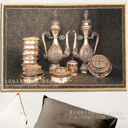 蒙古纯羊毛挂毯欧式美式北欧客厅卧室书房壁毯古典装饰画风景墙毯