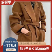 秋季赫本风韩版双面羊绒，大衣女小个子短款宽松羊毛呢西装外套