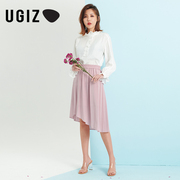 UGIZ夏季韩版女装中长款不规则淑女A字雪纺半身裙女UBKD913