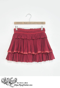 是裙裤！复古红色民族风气质甜美多层荷叶边高腰显瘦短款半身裙