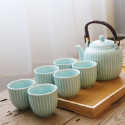 高档配托盘陶瓷茶具套装家用茶壶茶杯整套中式日式简约纯色大号窑
