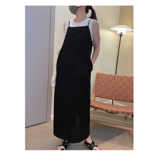 MKDesign 春夏 黑色日系醋酸显瘦吊带背后设计感系带连衣裙