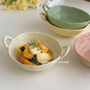 okmaji汤碗复古碗碟不规则，双耳酸奶碗ins陶瓷，餐具饭碗沙拉水果碗
