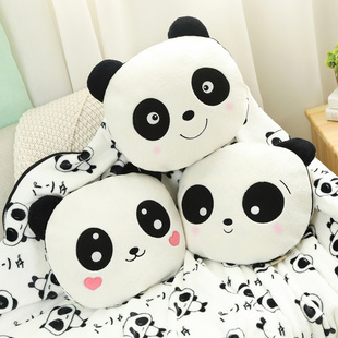 熊猫抱枕被子两用办公室靠背垫靠枕毛绒午休枕头神器午睡空调毯子