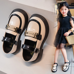 ABC Fans女童公主皮鞋2024春秋儿童英伦小女孩时尚洋气演出鞋