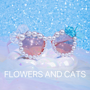 flowersandcats公主太阳眼镜，蓝色网红墨镜，派对女童表演卡通儿童