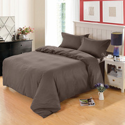 丝光纯棉纯色全棉四件套 床单式床笠式  咖啡色素色被套床单枕套