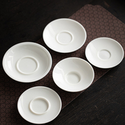 三才盖碗茶杯底托底座，羊脂玉陶瓷白瓷圆形盖碗小托盘，茶杯垫子碟子
