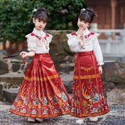女童马面裙汉服套装，2024春秋女中大童装，新中式儿童中国风唐装
