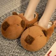 水豚卡皮巴拉拖鞋冬季儿童女款，毛绒棉的加厚保暖居家型可爱公仔鞋