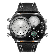 双石英机芯大表盘多功能休闲手表，运动白色黑色男普通国产腕表