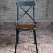 定制促铁艺实木咖啡餐椅酒吧餐厅美式创意复古做旧家具交叉靠背休