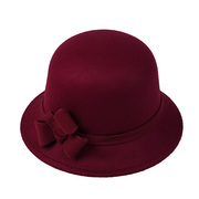 秋冬季女帽圆顶礼帽呢子，女士盆帽时装帽子圆帽，冬季女帽时装帽子
