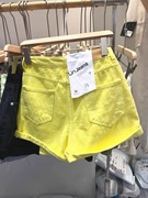 柠檬黄牛仔短裤女2024夏季韩版高腰，阔腿显瘦热裤洋气a子裤潮